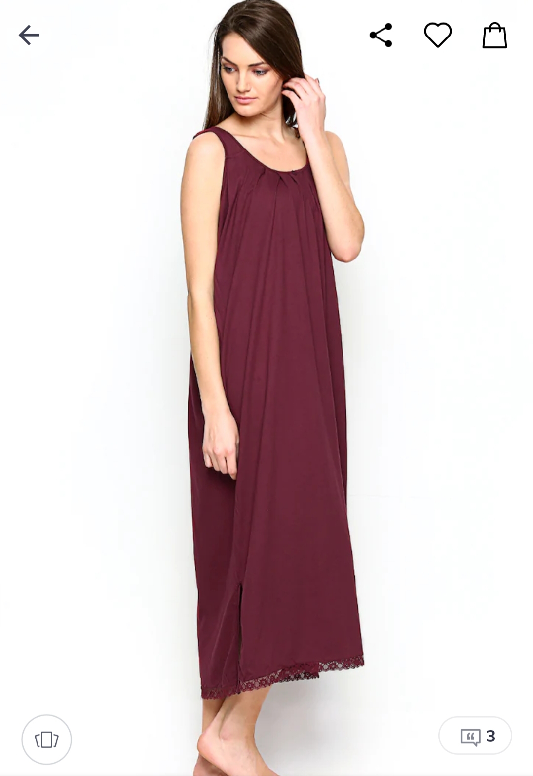 Redrose nighty slip-maroon