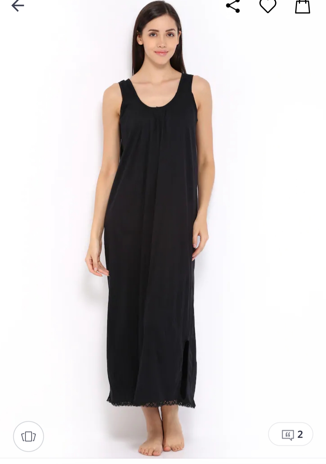 Redrose nighty slip-Black